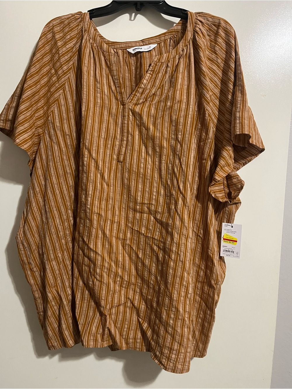 Sonoma Striped Short-Sleeve Tunic in Mustard and Cream